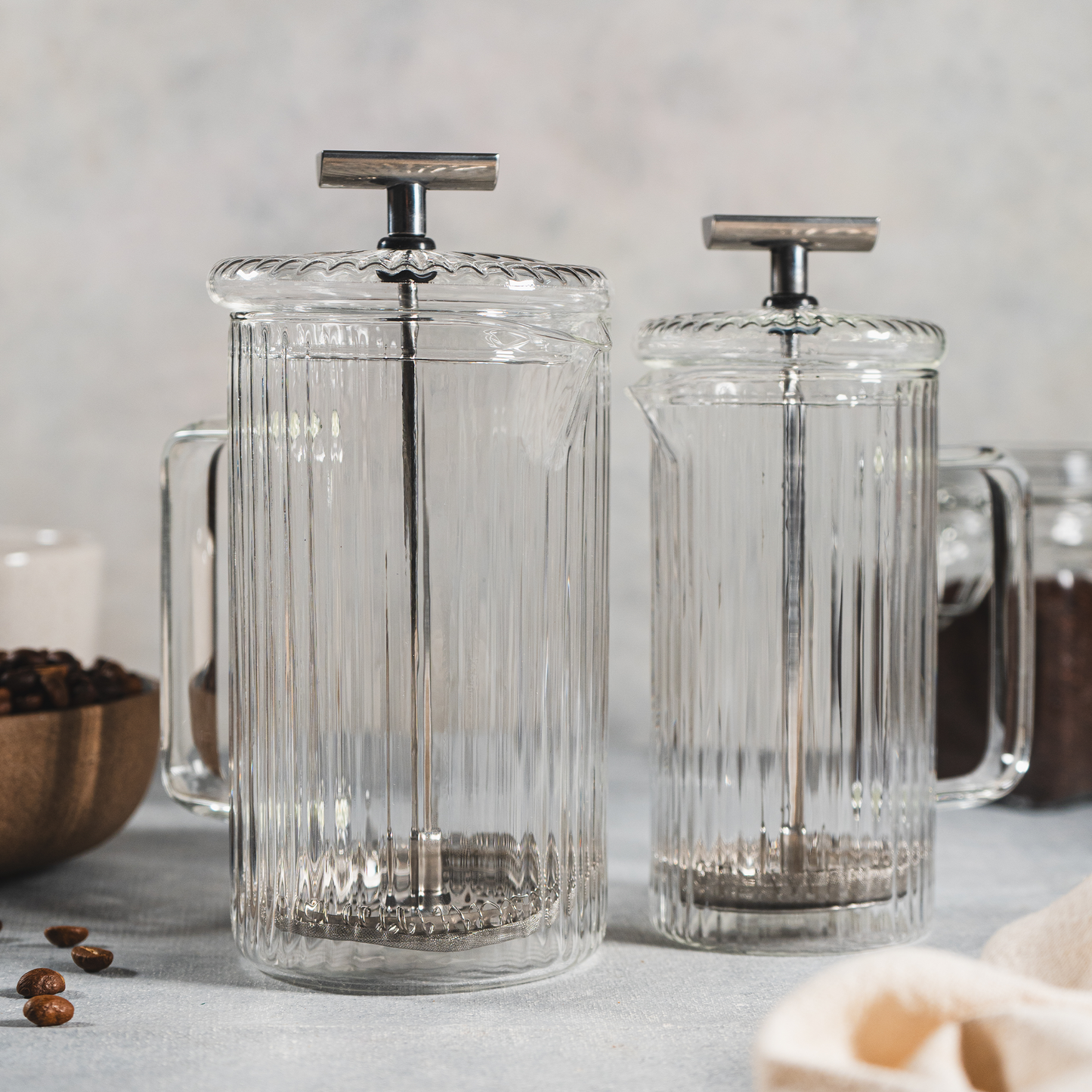 Cafetera de vidrio rallada con embolo 350ml