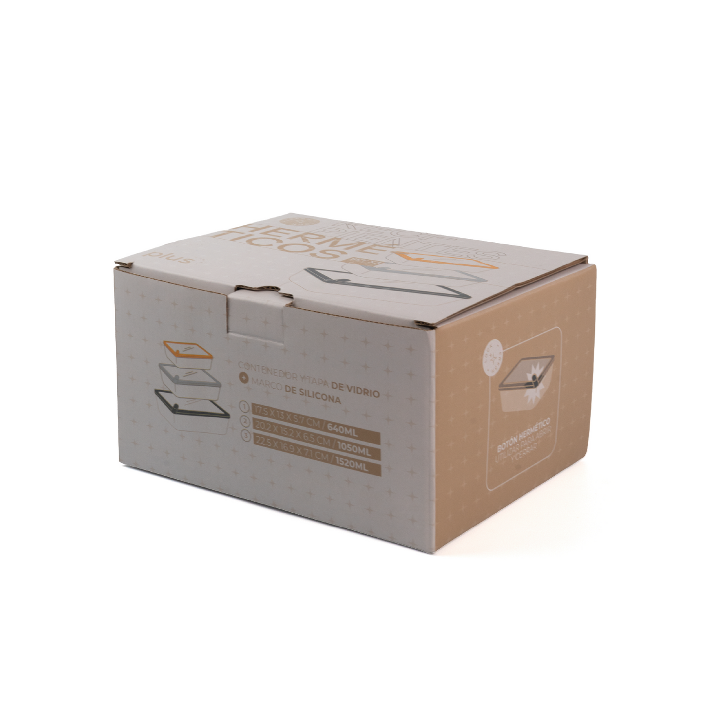 Set x3 Contenedores rectangulares con tapa 640/1050/1520 ml