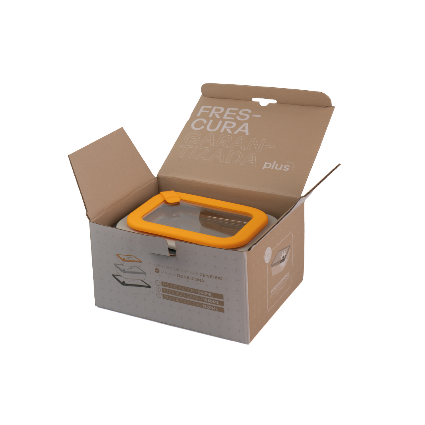 Set x3 Contenedores rectangulares 640/1050/1520 ml