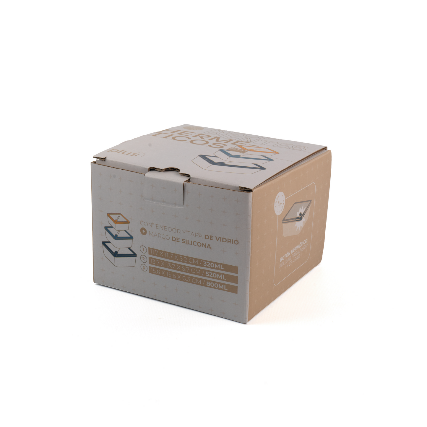 Set x3 Contenedores Cuadrados con tapa 320/530/800 ml