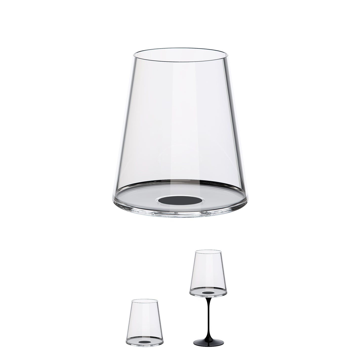 Copa cristal vino tinto con imán Negro Set x 2