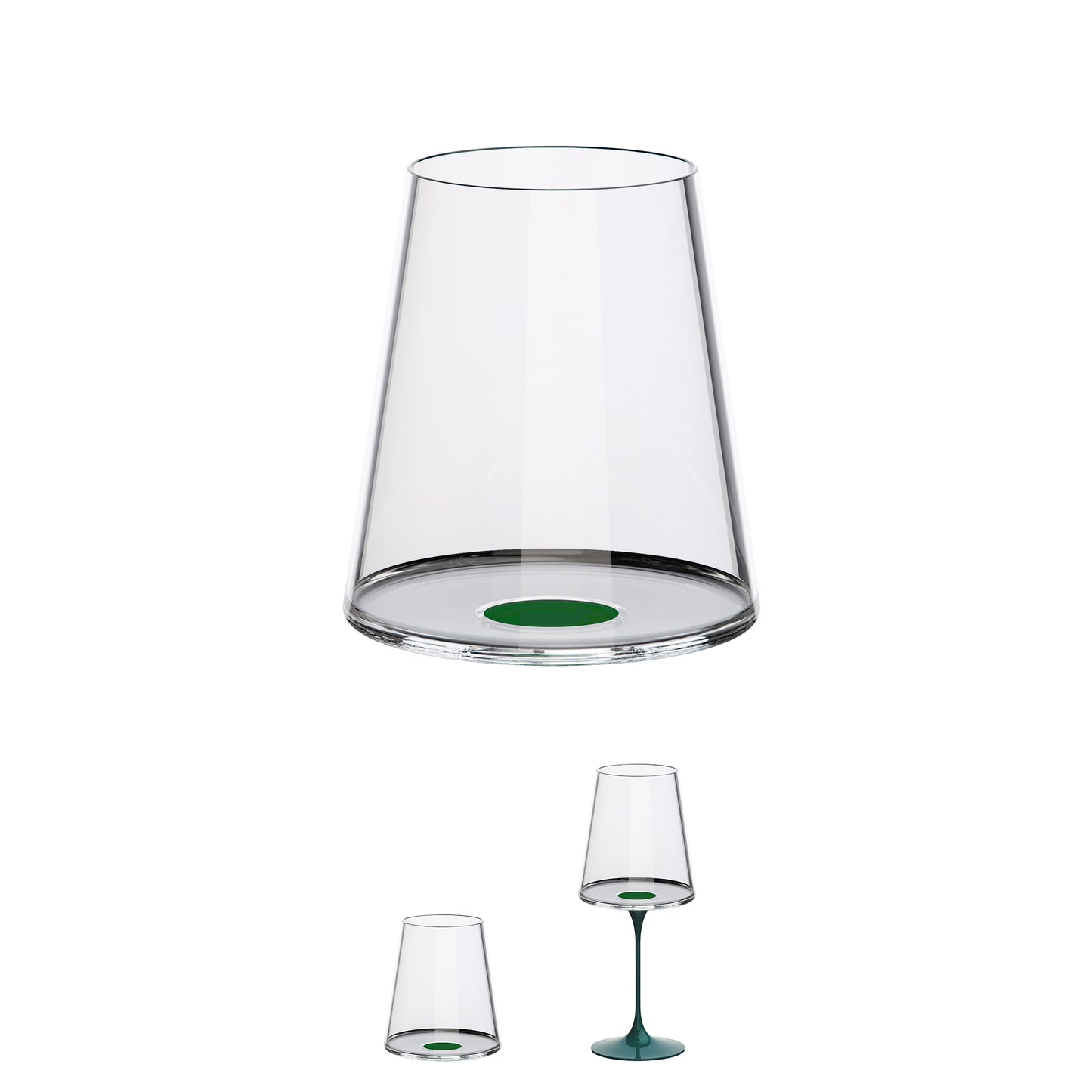 Copa cristal vino tinto con imán Verde Set x 2