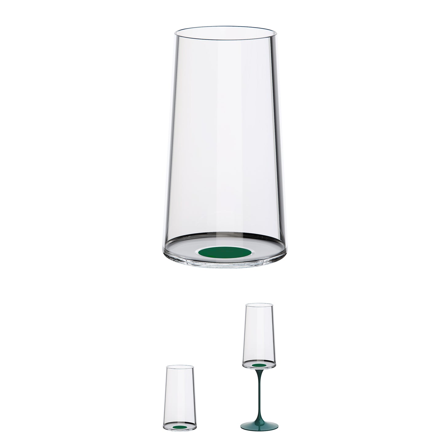 Copa cristal trago largo con imán Verde Set x 2