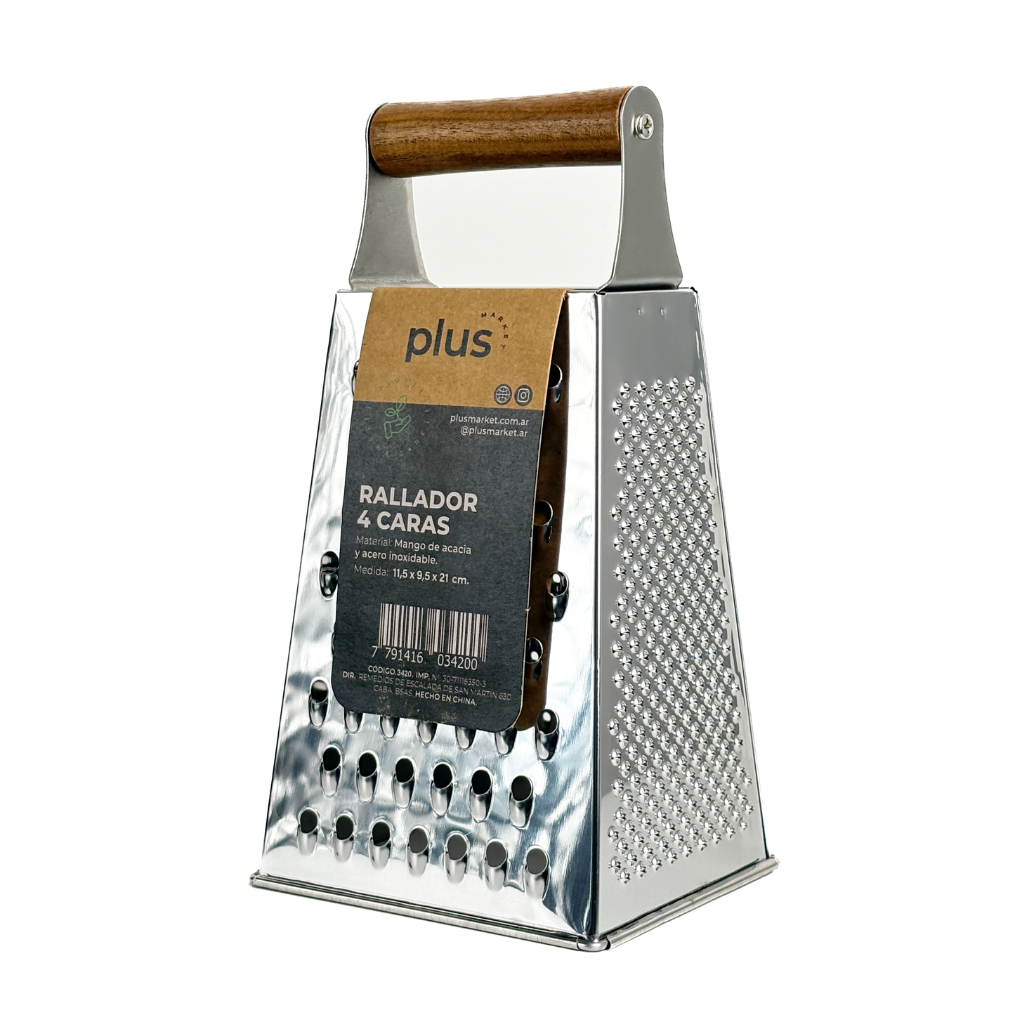 Rallador de acero con mango de madera acacia