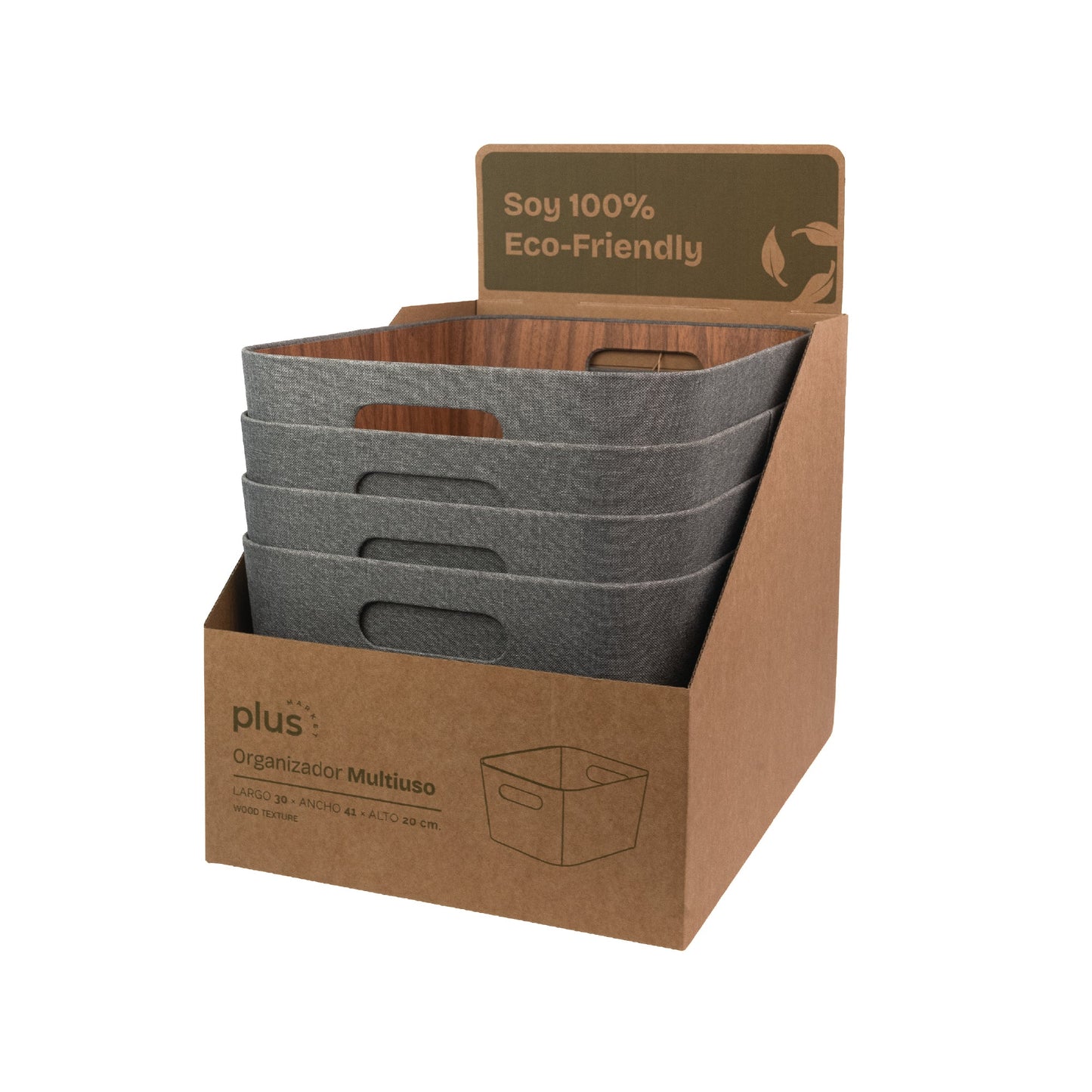 Organizador multiuso gris 30x41x20 cm