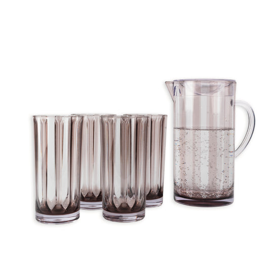 Set Jarra Acrílico Stoll Gris 2200 cc + 4 Vasos 680 cc