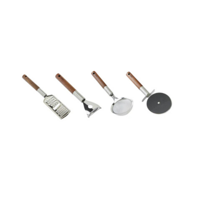 Combo X4 Utensilios Con Mango Acacia