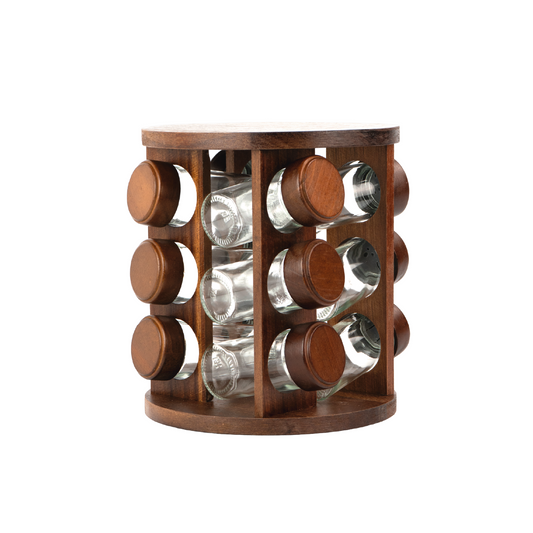 Set x 12 especieros + Soporte circular de madera giratorio