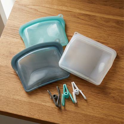 Set Bolsas Herméticas Silicona + Clips