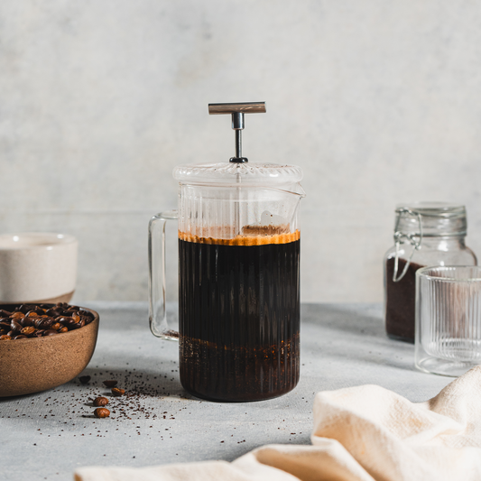 Cafetera de vidrio rallada con embolo 350ml