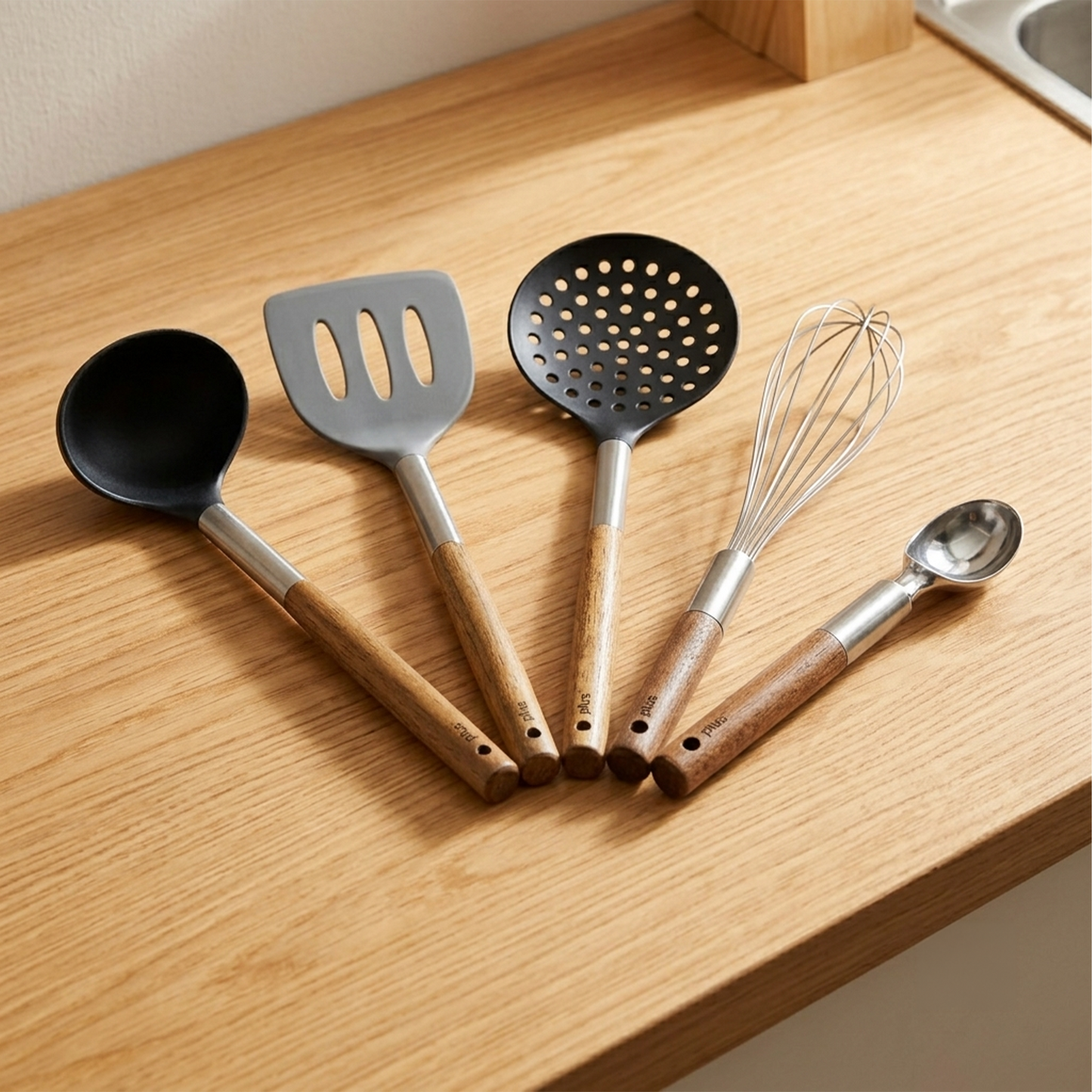 Set 5 Utensilios Mango Acacia