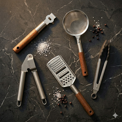 Kit Cocina Gourmet x5 (Acacia + Acero)