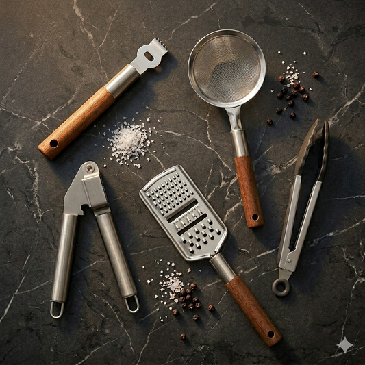Kit Cocina Gourmet x5 (Acacia + Acero)