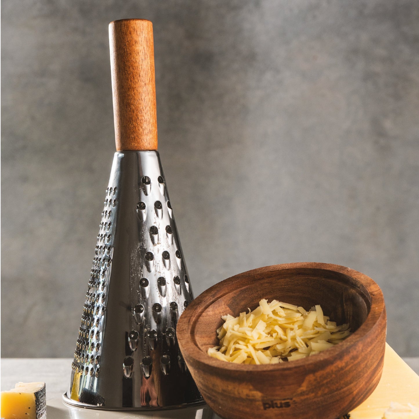Rallador cónico con bowl acacia 29 cm