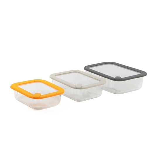 Set x3 Contenedores rectangulares con tapa 640/1050/1520 ml