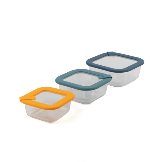Set x3 Contenedores Cuadrados con tapa 320/530/800 ml