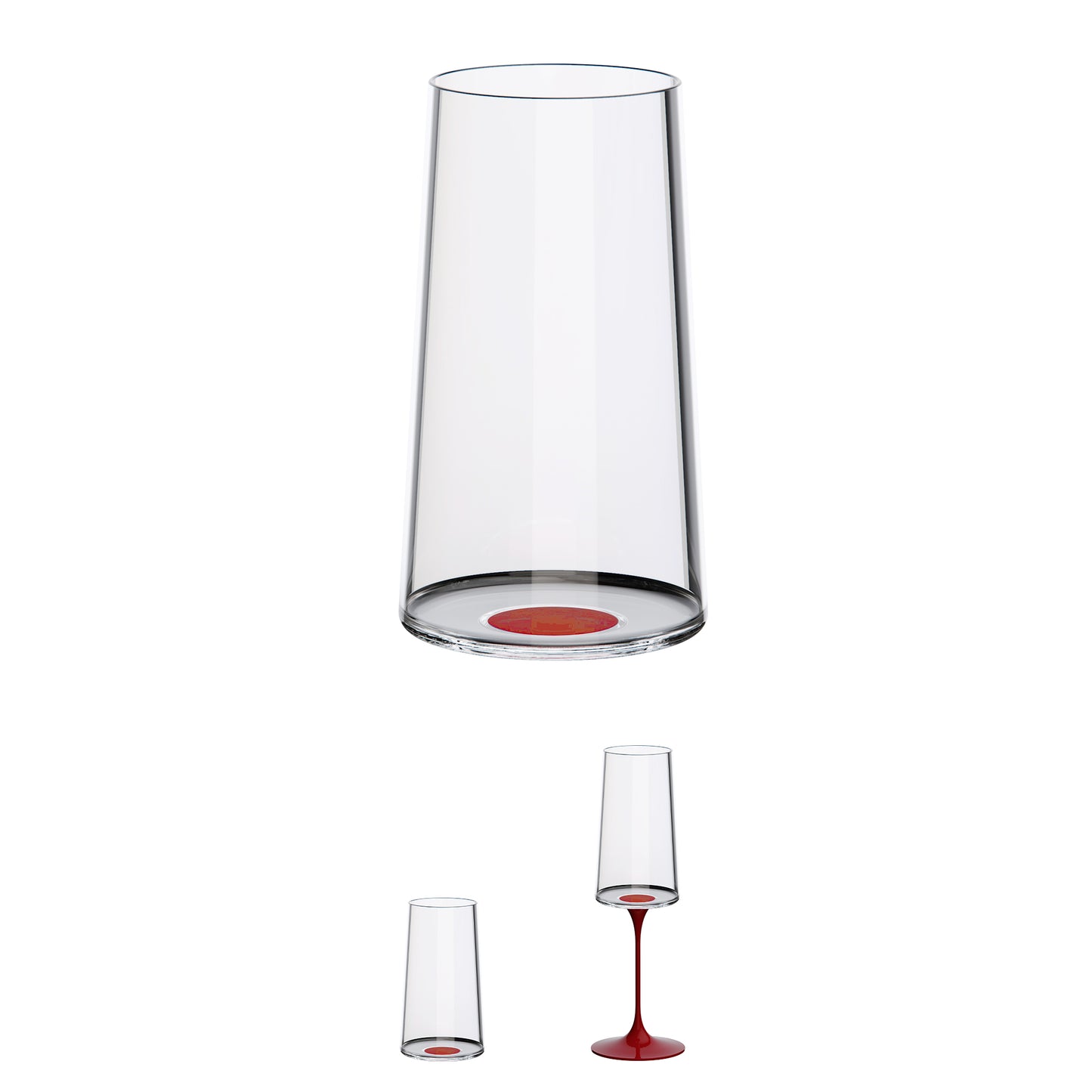 Copa cristal trago largo con imán Rojo Set x 2