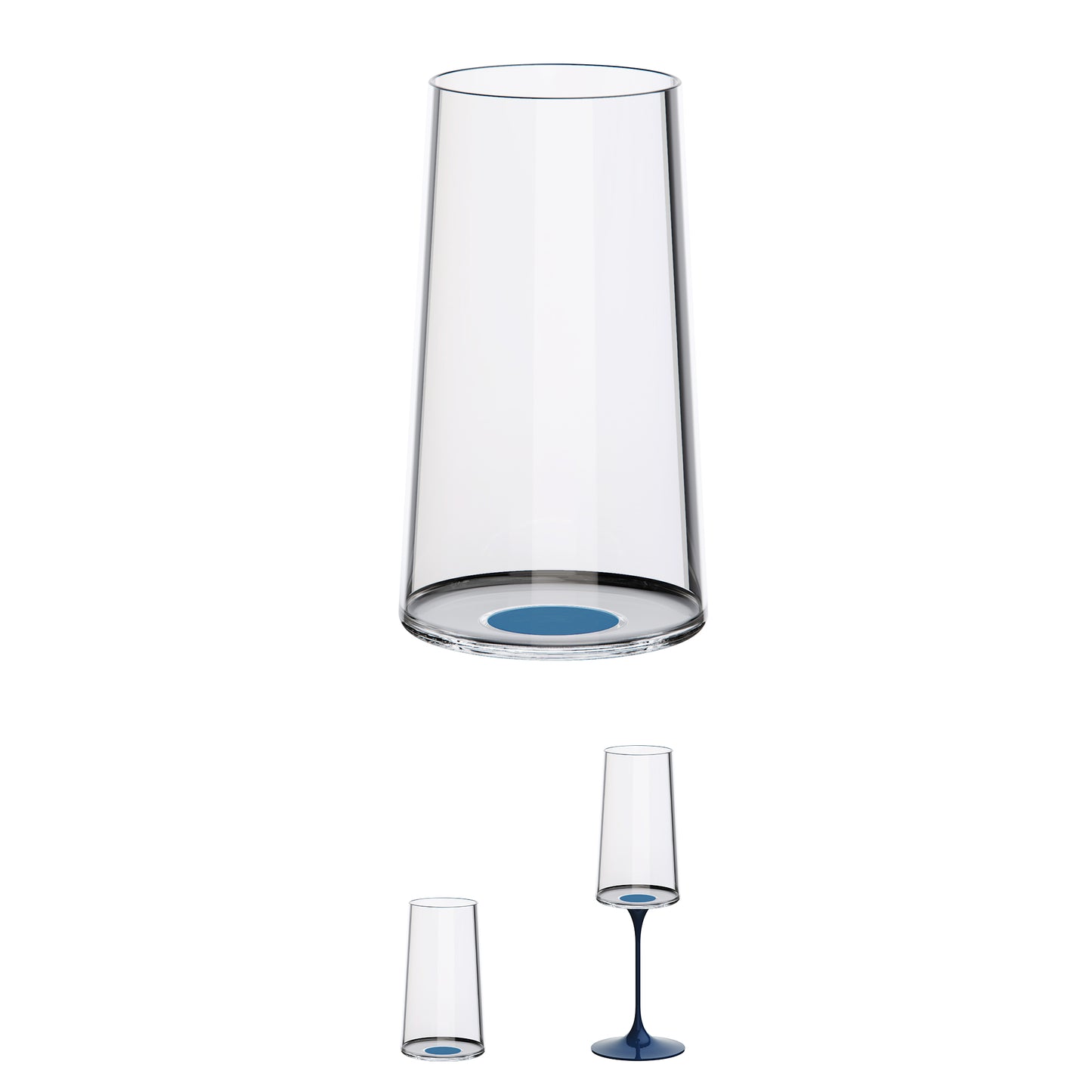 Copa cristal trago largo con imán Azul Set x 2
