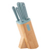 Setx7 cuchillos+taco de madera c/iman celeste