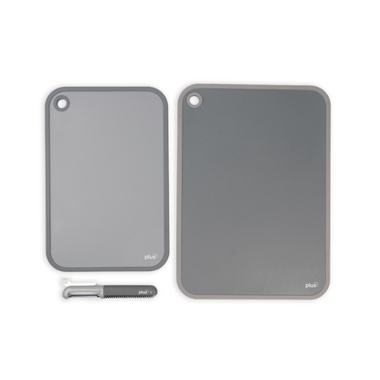 Set x3 Utensilios de Cocina | Pelapapas con Sacabocado + Tabla M 35x21 cm + Tabla S 30x20 cm