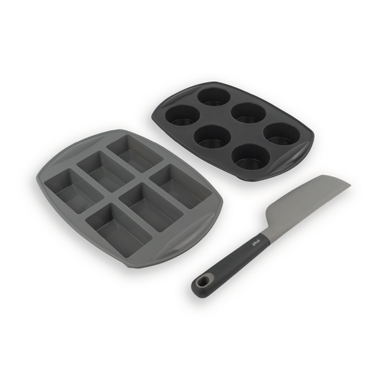 Set x3 Utensilios de Repostería | Molde Mini Budines + Molde Muffins x6 + Espátula Pastelera 33 cm