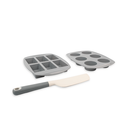 Set x3 Utensilios de Repostería | Molde Mini Budines + Molde Muffins x6 + Espátula Pastelera 33 cm