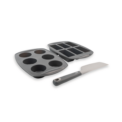 Set x3 Utensilios de Repostería | Molde Mini Budines + Molde Muffins x6 + Espátula Pastelera 33 cm
