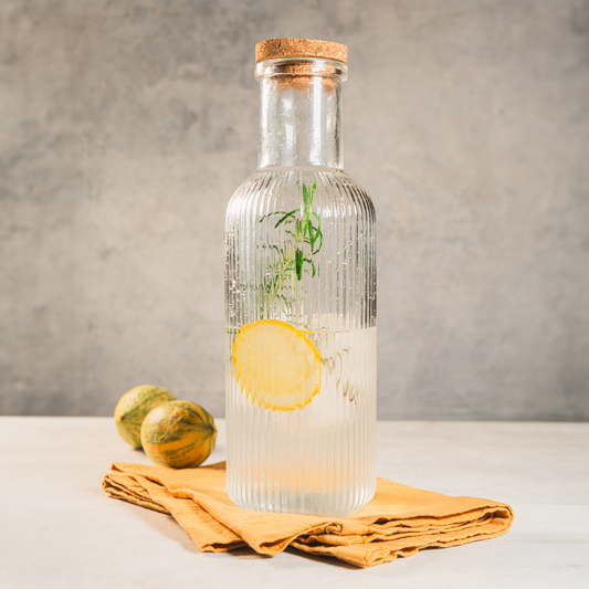 Botella vidrio c/tapa corcho 1L
