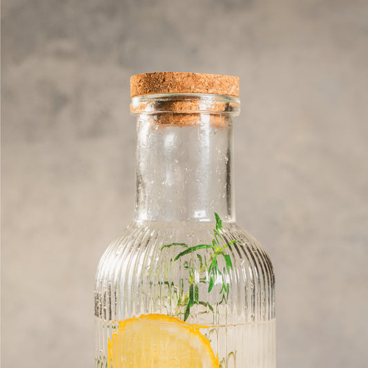 Botella vidrio c/tapa corcho 1L