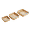 Set X3 Fuentes Cuadradas Con Canasta De Yute