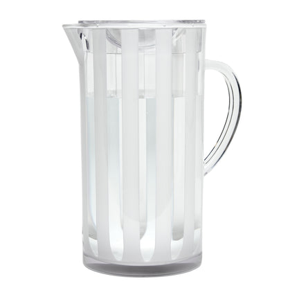 Set Jarra Acrílica Blanca Stoll 2.2 L + 4 Vasos Acrílicos 430 cc | Juego Irrompible para Bebidas Frías