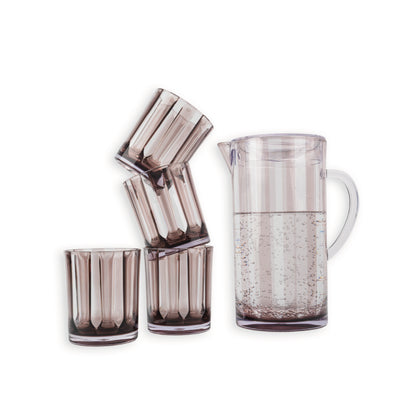 Set Jarra Acrílico Stoll Gris 2200 cc + 4 Vasos 430 cc