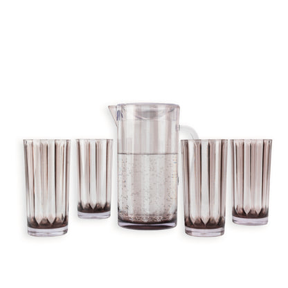 Set Jarra Acrílico Stoll Gris 2200 cc + 4 Vasos 680 cc
