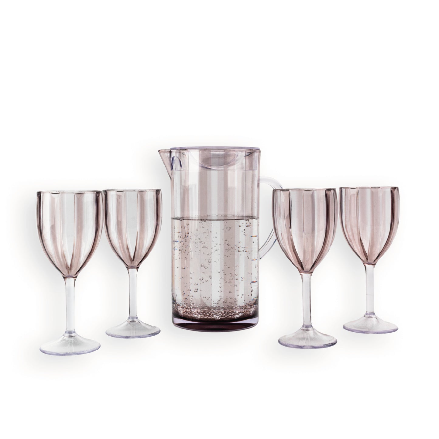 Set Jarra Acrílico Stoll Gris 2200 cc + 4 Copas 270 cc