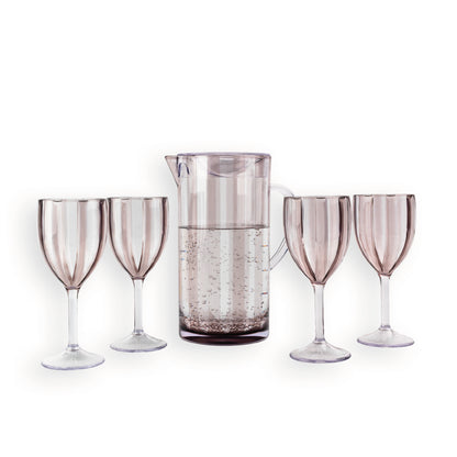 Set Jarra Acrílico Stoll Gris 2200 cc + 4 Copas 270 cc