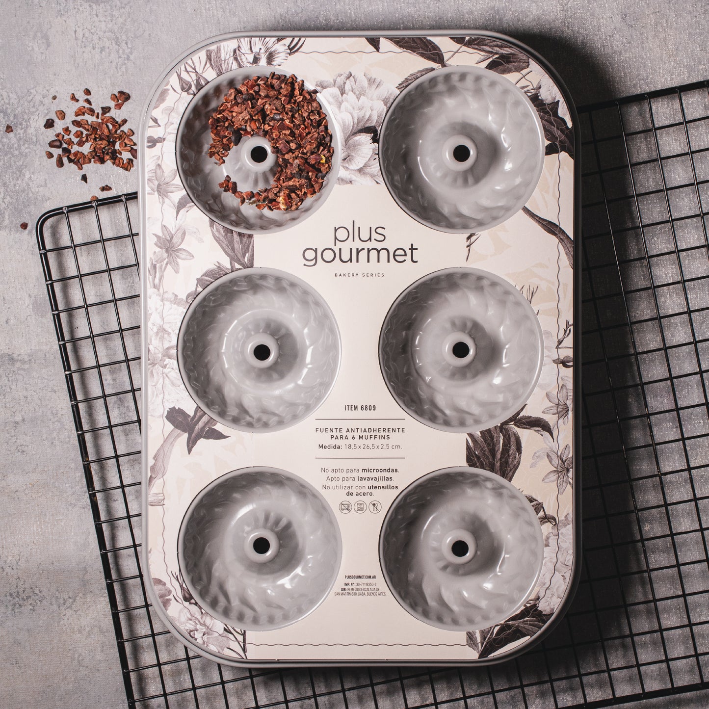 Mini muffin x6 Antiad 26.5x18.6x2.5 gris