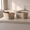 Set X2 Canastos Fibra Vegetal Crema Organizador 26 Cm