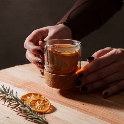 Taza doble vidrio cork