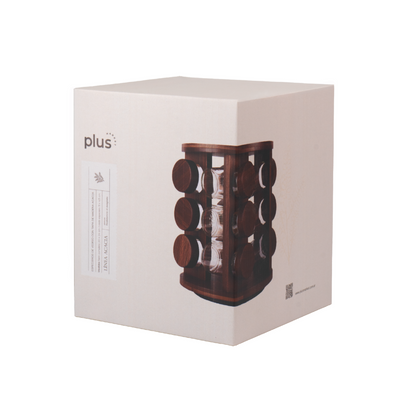 Set x 12 especieros + Soporte circular de madera giratorio